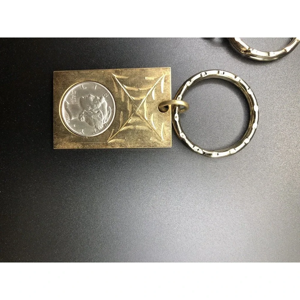 Lot Of 4 Liberty Dimes Coin In Vintage Gold-tone Keychains‎ Antique Coin